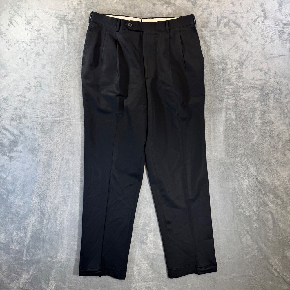 Corbin Pleated Dress Pants Men's Size 34x34 Black Formal Pants‎